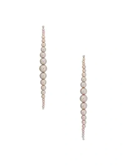 Shop Kate Spade Graduated Faux-pearl Linear Earrings In Lilac