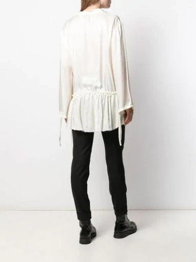 Shop Ann Demeulemeester Neck Tie Blouse In Neutrals