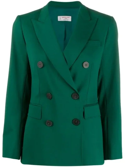 Shop Alberto Biani Slim-fit Double-breasted Blazer In Green