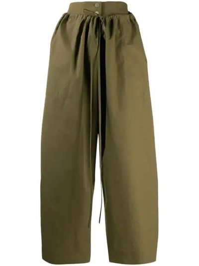 Shop Loewe Double Waistband Trousers In Green