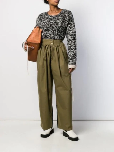 Shop Loewe Double Waistband Trousers In Green