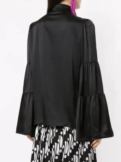 Shop Andrew Gn Embroidered Flared Blouse In Black