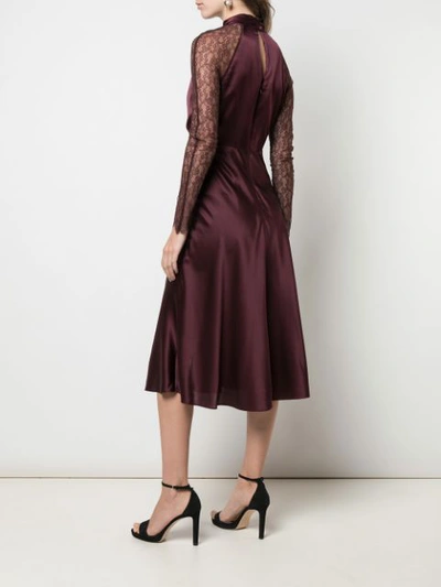Shop Jonathan Simkhai Ruched Lace-sleeves Dress In Sienna