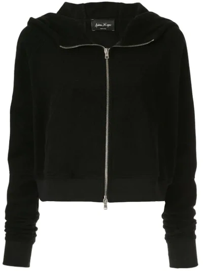 Shop Andrea Ya'aqov Zip Up Hoodie In Black