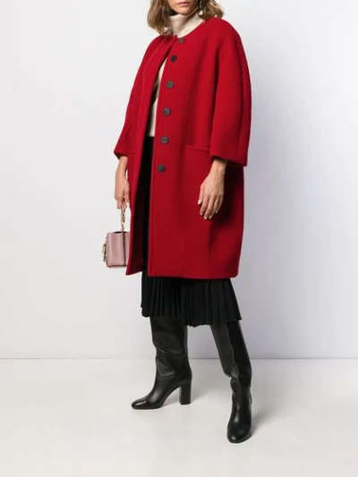 Shop Gianluca Capannolo Collarless Cocoon Coat In Red