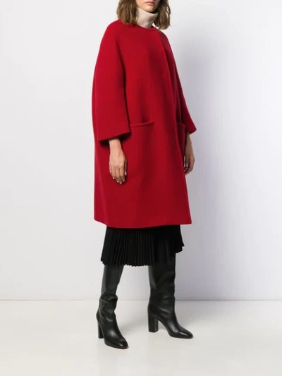 Shop Gianluca Capannolo Collarless Cocoon Coat In Red