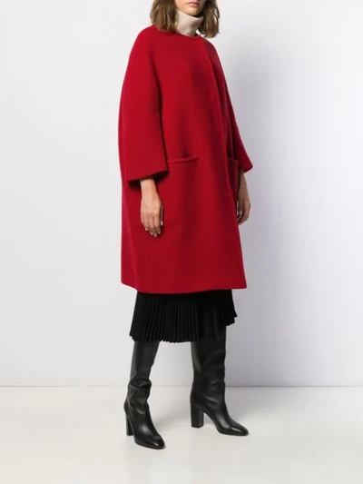 Gianluca Capannolo Collarless Cocoon Coat In Red