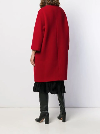 Shop Gianluca Capannolo Collarless Cocoon Coat In Red