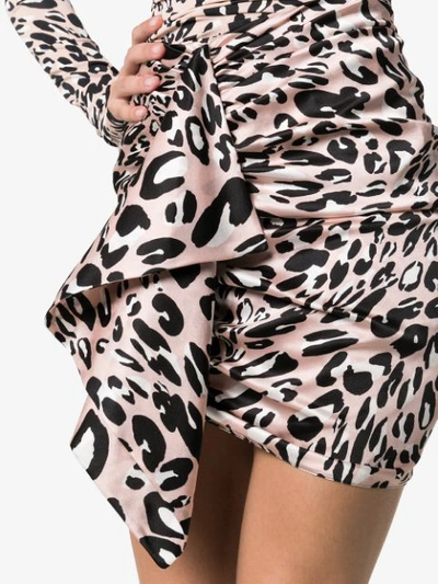 Shop Alexandre Vauthier Leopard Print Draped Mini Skirt In Pink