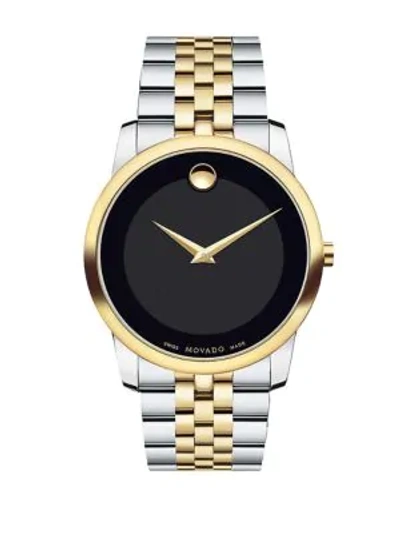 Shop Movado Museum Black Dial Two-tone Pvd Stainless Steel Bracelet Watch