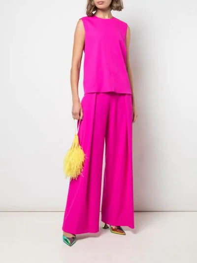 Shop Maison Rabih Kayrouz Pleated Detail Flared Trousers In Pink