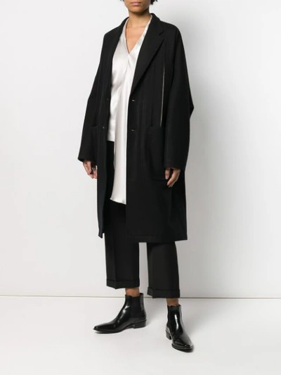 Shop Yohji Yamamoto Oversized Single-breasted Coat In Black