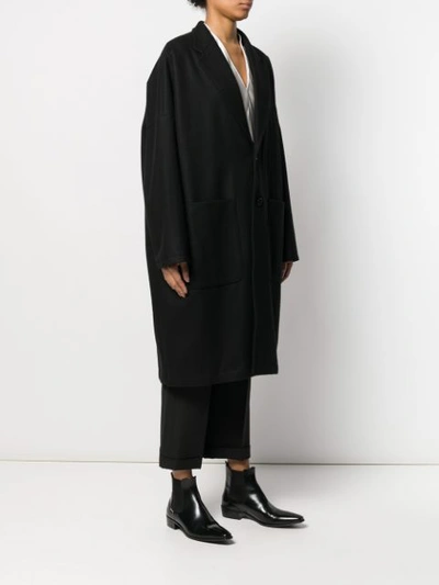 Shop Yohji Yamamoto Oversized Single-breasted Coat In Black