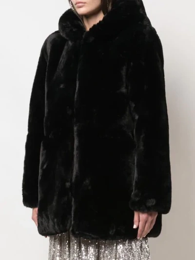 Shop Apparis Maria Hooded Faux-fur Coat In Black