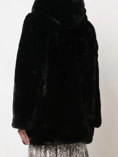 Shop Apparis Maria Hooded Faux-fur Coat In Black
