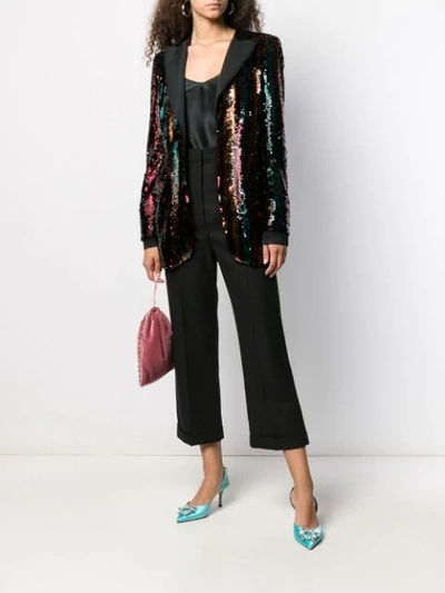 Shop Talbot Runhof Sequined Striped Blazer In Black