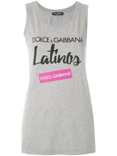 Shop Dolce & Gabbana Latinos Print Tank Top In Grey