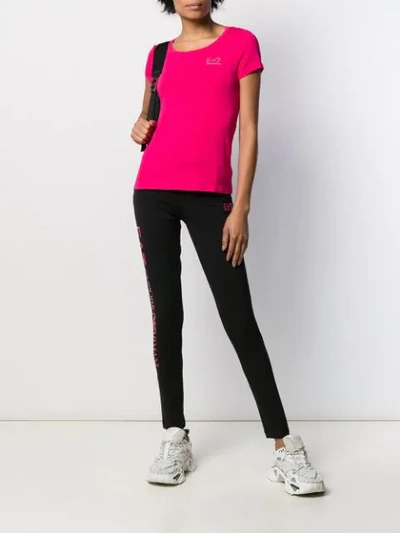 Shop Ea7 Scoop Neck T-shirt In Pink