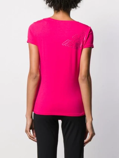 Shop Ea7 Scoop Neck T-shirt In Pink