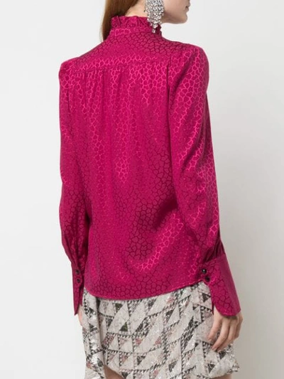 Shop Isabel Marant Micro-pattern Frill Neck Blouse In Pink
