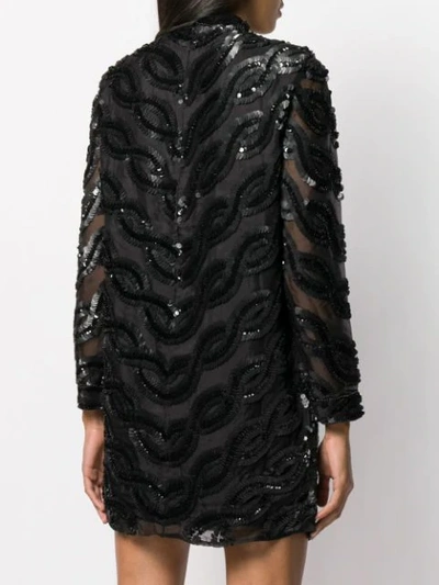 Shop Erika Cavallini Sequin-embellished Silk Dress In Y69 Nero