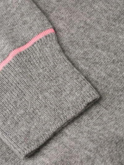 Shop Tory Burch Logo Cashmere Long-sleeve Sweater In Grey