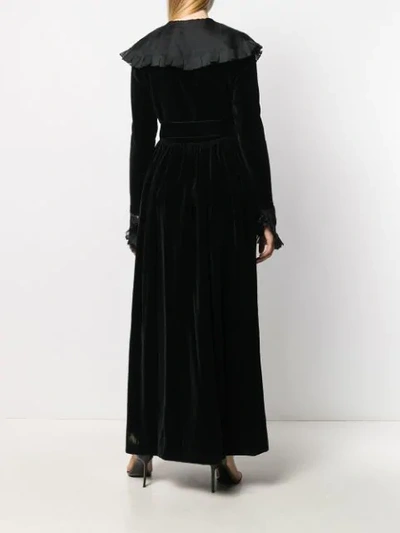 Pre-owned Nina Ricci 1970s Ruffled Trim Maxi Dress In Black
