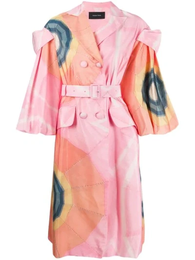 Shop Simone Rocha Graphic-print Coat In Pink