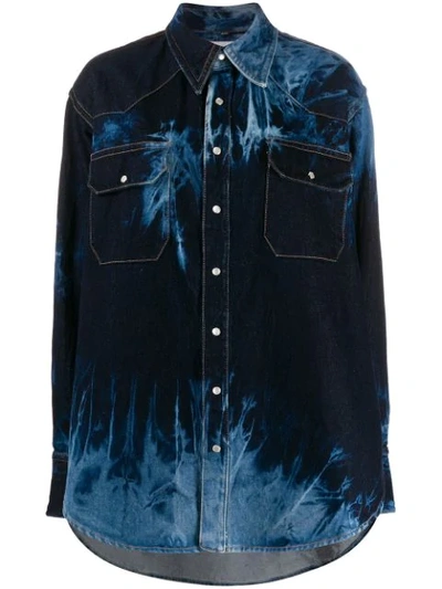 Shop Matthew Adams Dolan Reverse Dye Denim Shirt In Blue