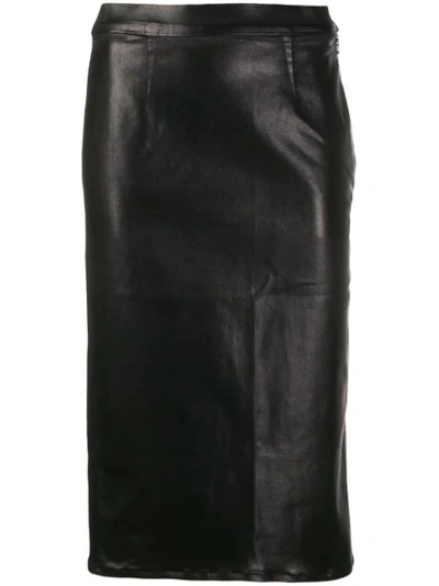 Shop J Brand Metallic-effect Midi Skirt In Black