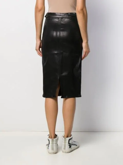 Shop J Brand Metallic-effect Midi Skirt In Black