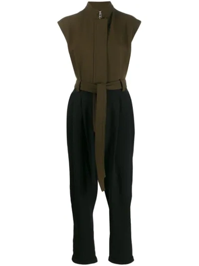 TWO-TONE ZIPPED JUMPSUIT