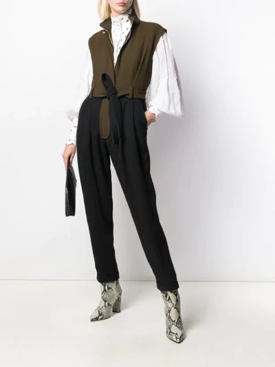 TWO-TONE ZIPPED JUMPSUIT