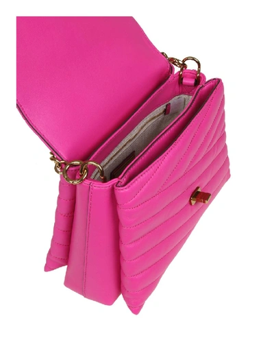 Shop Tory Burch Kira Chevron Hand Bag Top-handle Satchel Leather Color Fuchsia In Pink