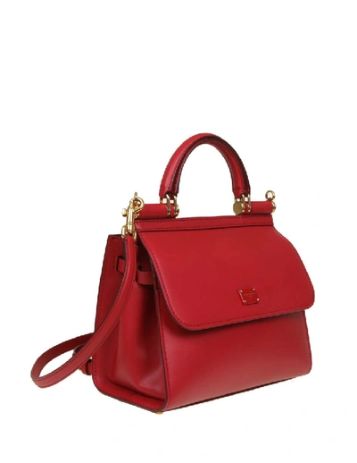 Shop Dolce & Gabbana Sicily Bag 58 Small In Calf Leather In Red