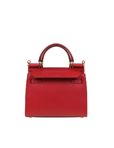 Shop Dolce & Gabbana Sicily Bag 58 Small In Calf Leather In Red