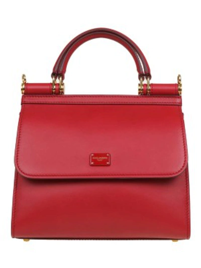 Shop Dolce & Gabbana Sicily Bag 58 Small In Calf Leather In Red