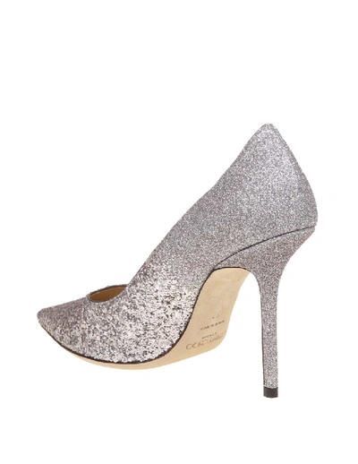 Shop Jimmy Choo Decollete 'love 100 In Lilac Color Glittery Fabric In Grey