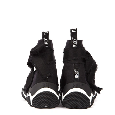 Shop Red Valentino Black Canvas Sneakers With Ribbon Detail