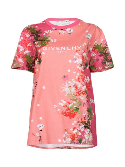 Shop Givenchy Cherry Blossom Logo T-shirt In Burgundy