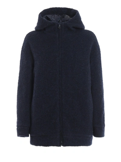 Shop Aspesi Boucle Effect Wool And Cotton Jacket In Black