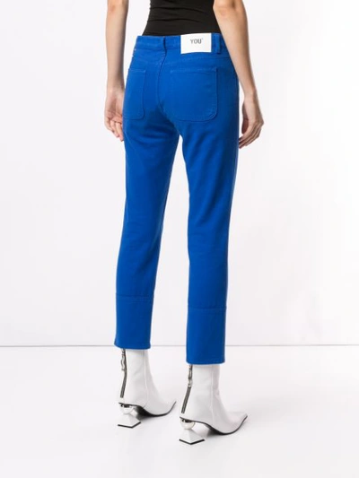 Shop Msgm Slim Fit Trousers In Blue