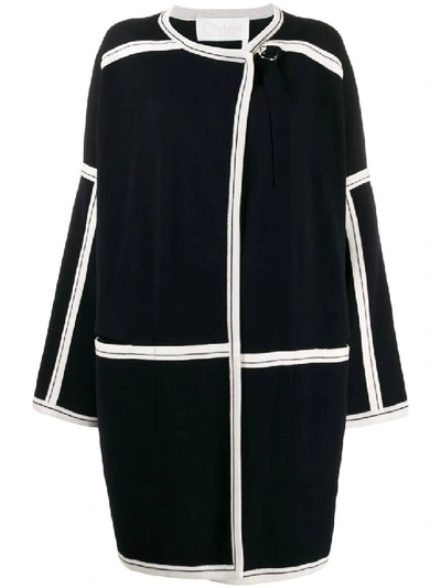 Shop Chloé Over-sized Grid Coat In Black