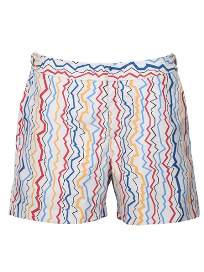 Shop Orlebar Brown Setter Lightning Stripe Swim Shorts In White