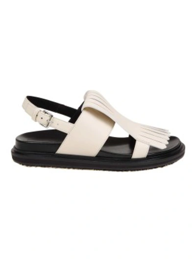 Shop Marni Fussbett Sandal In Calf Leather White Color In Black