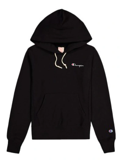 Shop Champion Small Script Logo Hoodie In Black