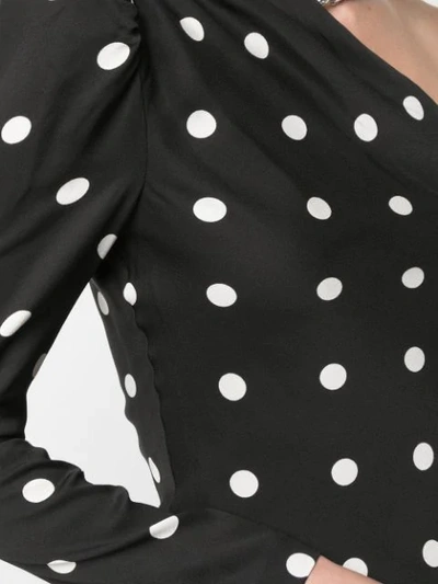 Shop Rebecca Vallance Polka-dot One-shoulder Gown In Blackspot