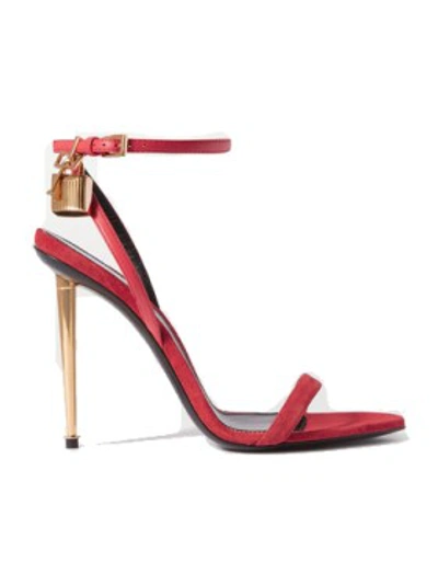 Shop Tom Ford Padlock Embellished Leather Sandals In Red