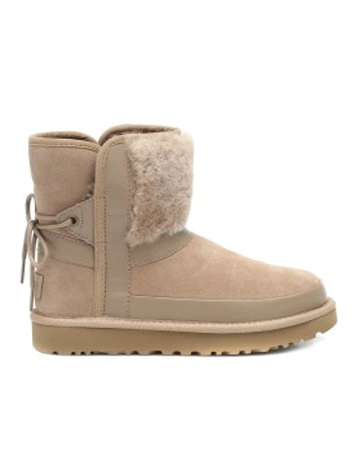 Shop Ugg Classic Bow Suede Ankle Boots In Neutrals