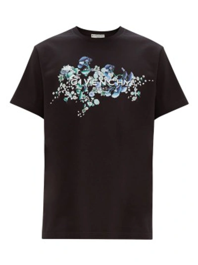 Shop Givenchy Floral Logo T-shirt In Black